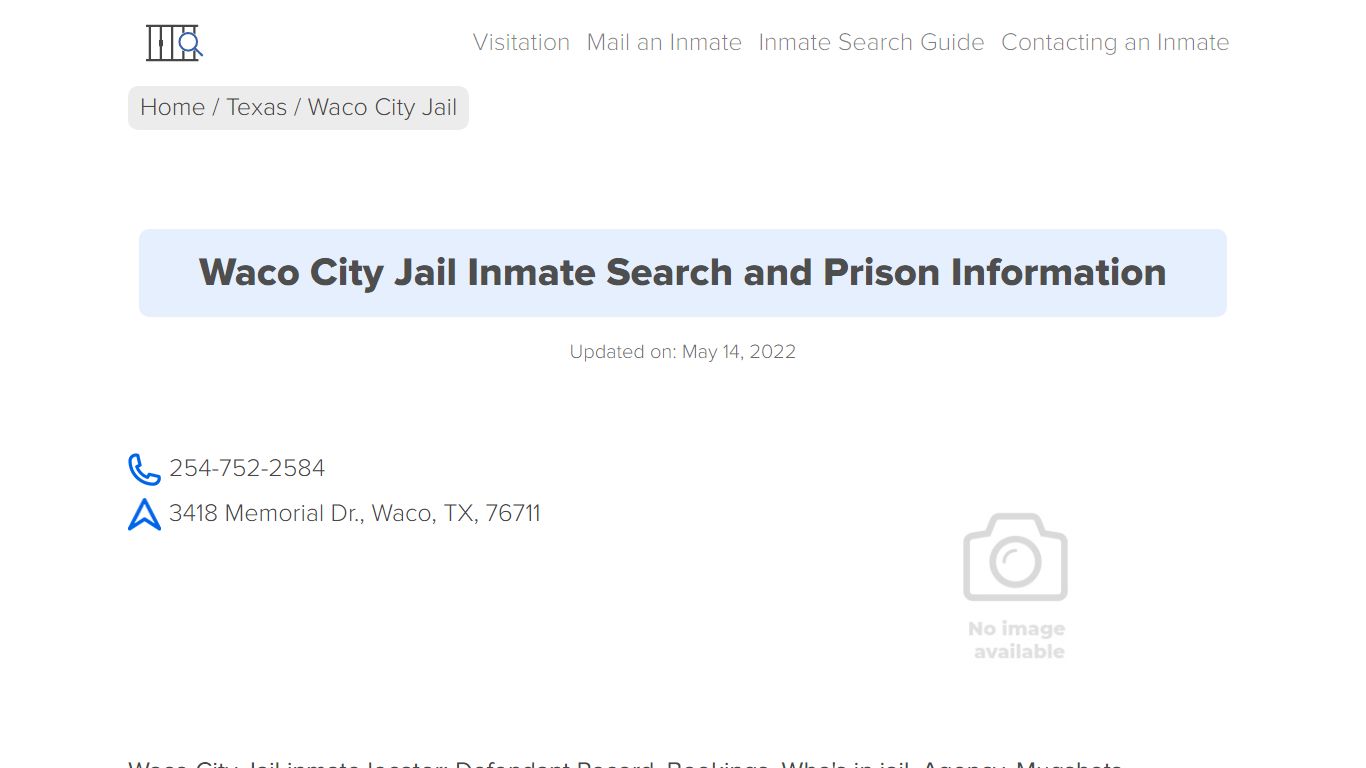 Waco City Jail Inmate Search, Visitation, Phone no ...